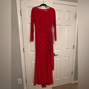 leena By Mac Duggal Red Long Sleeve Dress